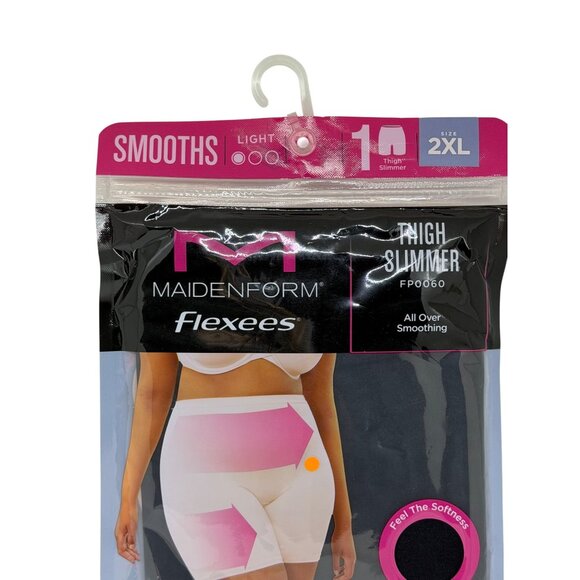 NWT Maidenform Flexees Thigh Slimmer FP0060 2XL Black Light Smoothing Control - Picture 2 of 3